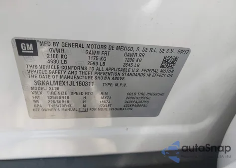 2018 GMC Terrain Sle z USA, uszkodzony, nr VIN 3GKALMEX1JL160311